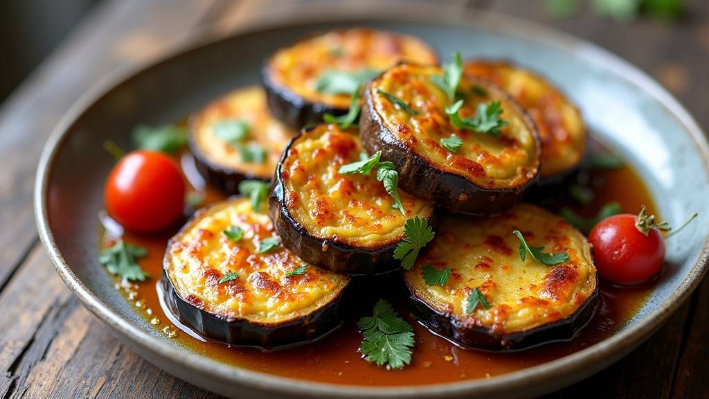 Aubergines rôties au four avec herbes et épices