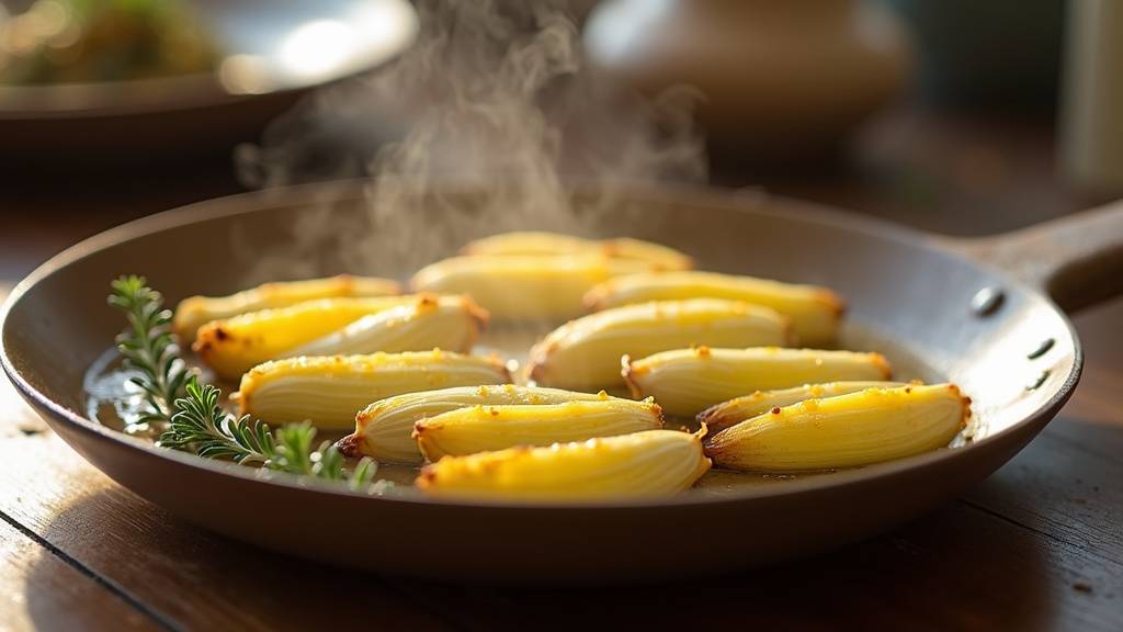 Endives braisées prêtes à être servies dans une assiette