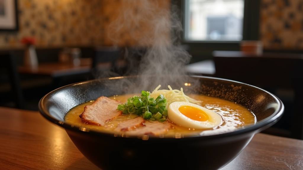 Bol de ramen fumant dans un restaurant parisien