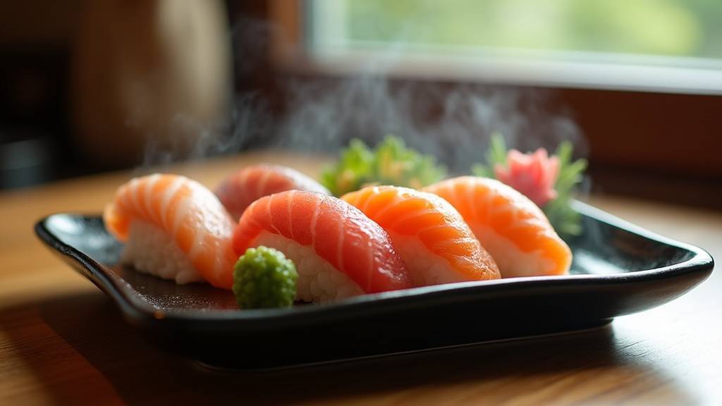 Assiette de sushis frais de qualité servis dans un restaurant Sushi One