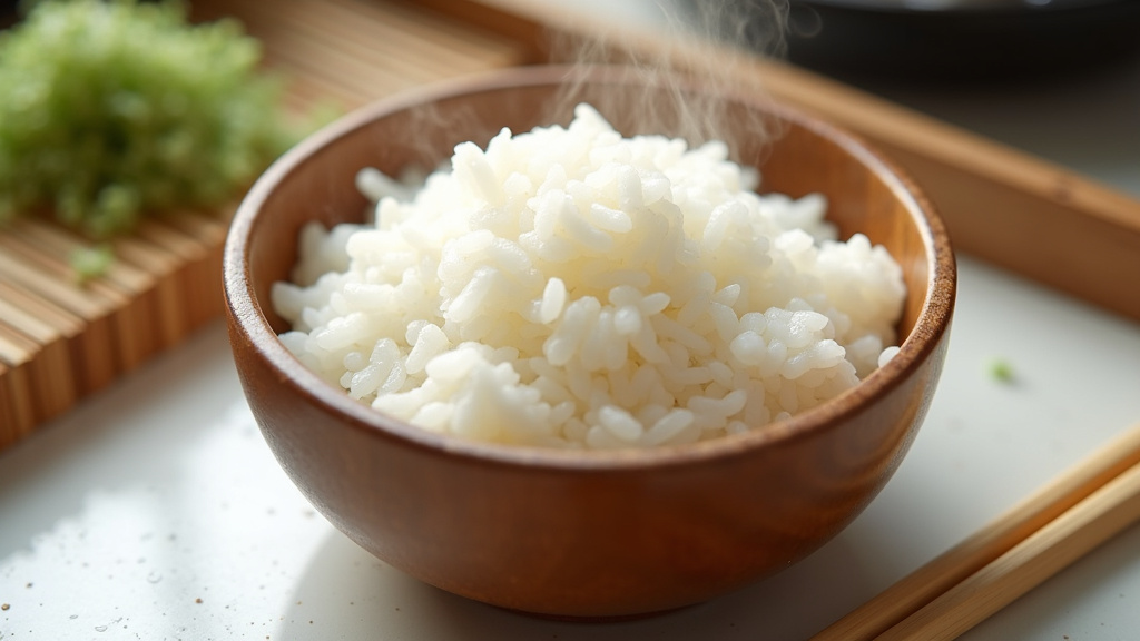 Grains de riz japonais Koshihikari dans un bol en céramique