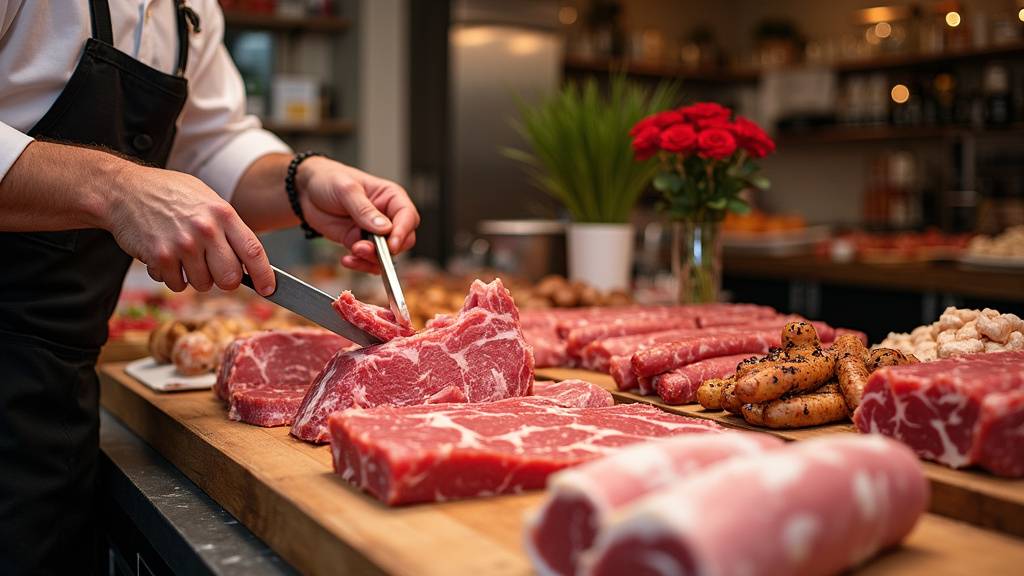 Sélection variée de viandes dans une boucherie nîmoise