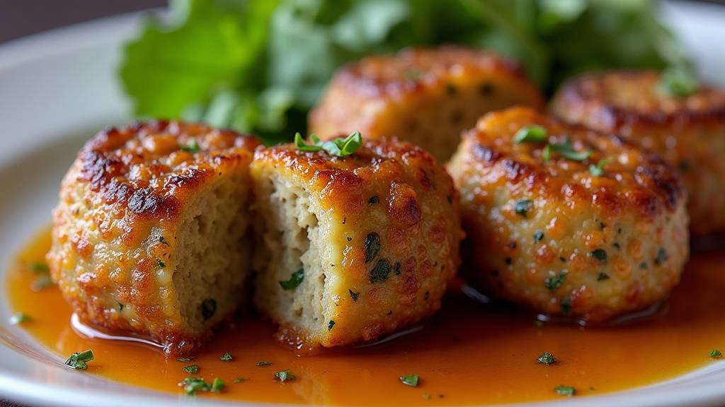 Service des caillettes sur planche de bois avec accompagnements