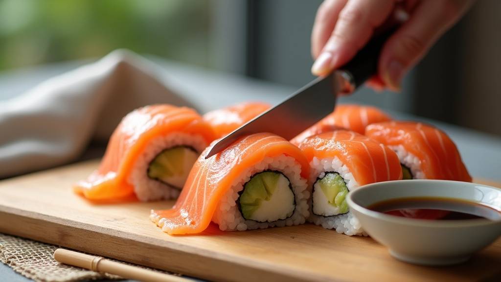 Différents types de sushis au saumon : nigiri, maki et California roll